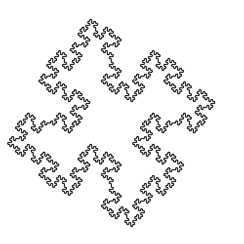 Figure 2.1 The Koch island with a derivation of length 3; click to open example in the virtual_botanical_laboratory